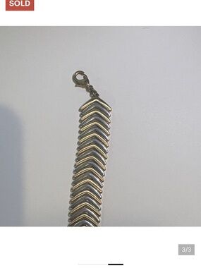 Women’s lucky brand gold and silver Tone Chevron Link Bracelet V-Pattern